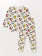 Crew Neck Long Sleeve Minnie Mouse Printed Baby Girl Pajama Set